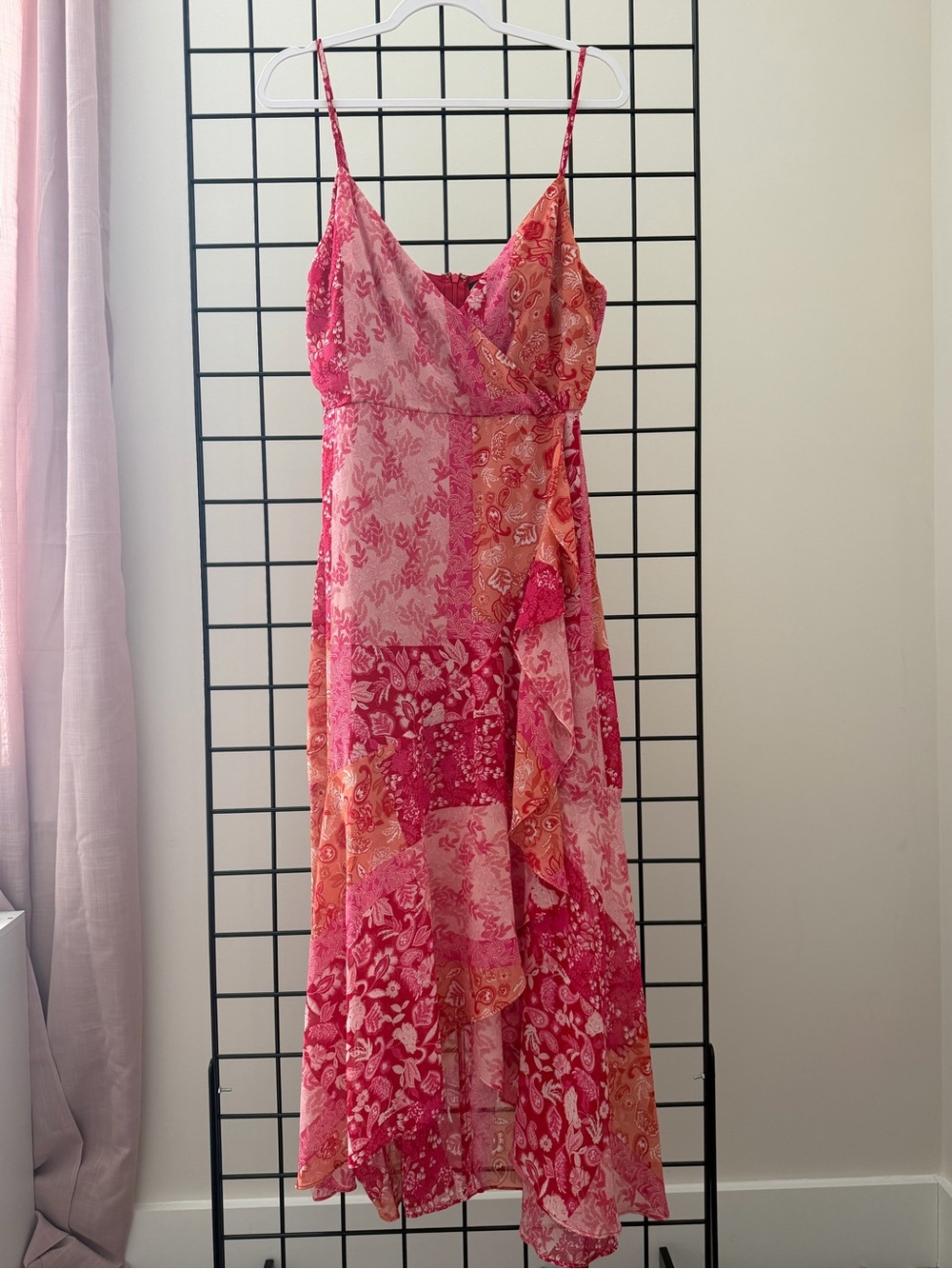 Lulu's Pink & Coral Patchwork Midi Dress